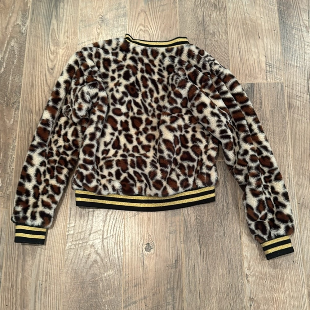 Flower’s By Zoe Girl’s Cheetah Print Fuzzy Jacket Size XL