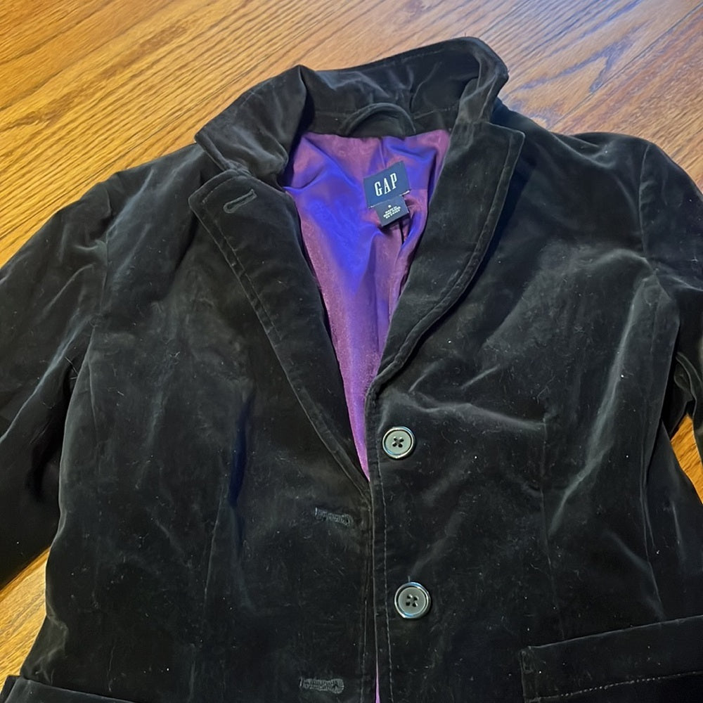 Gap Woman’s Black Velvet Blazer Jacket Size 0