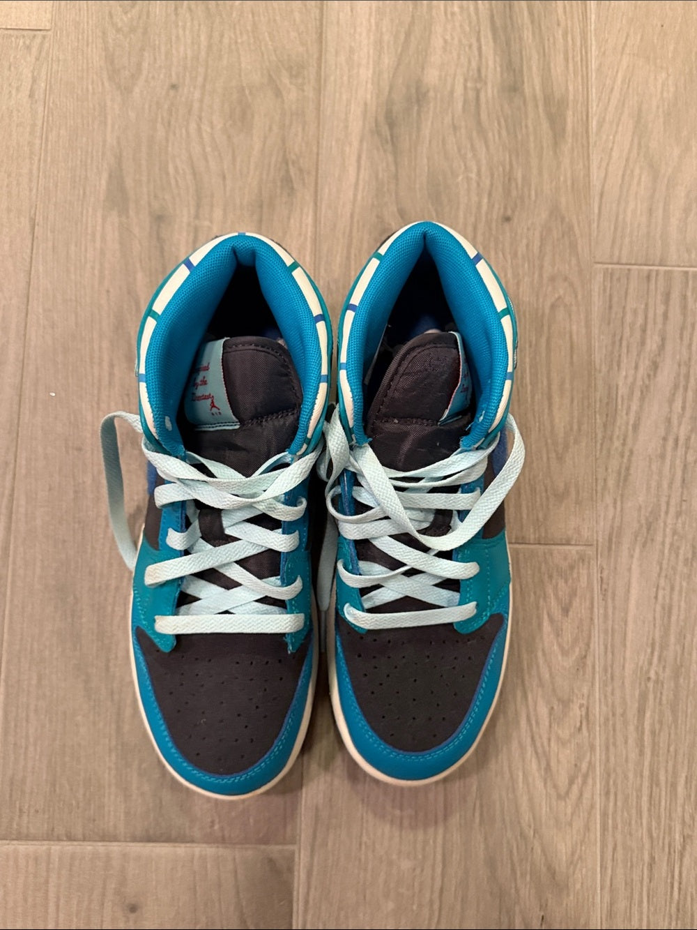 Nike Jordan Kids Blue and Black High Top Sneakers Size 6Y