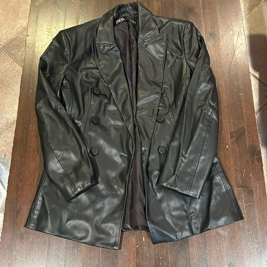 Zara Women’s Black Faux Leather Jacket Size XS