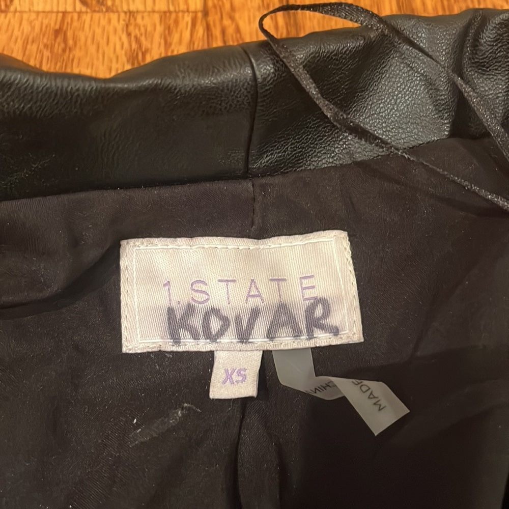 1.State Woman’s Black Cropped Leather Jacket Size XS