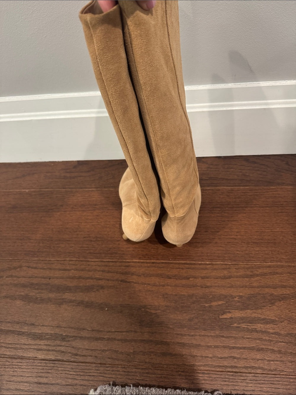 Larroude Suede Knee-High Boots in Tan - Women's Fashion Boots Size 7