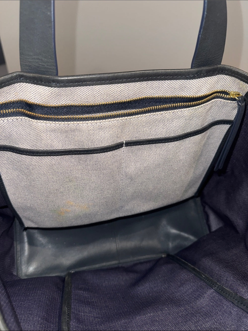 Skagen Grey Canvas Tote with Black Leather Trim