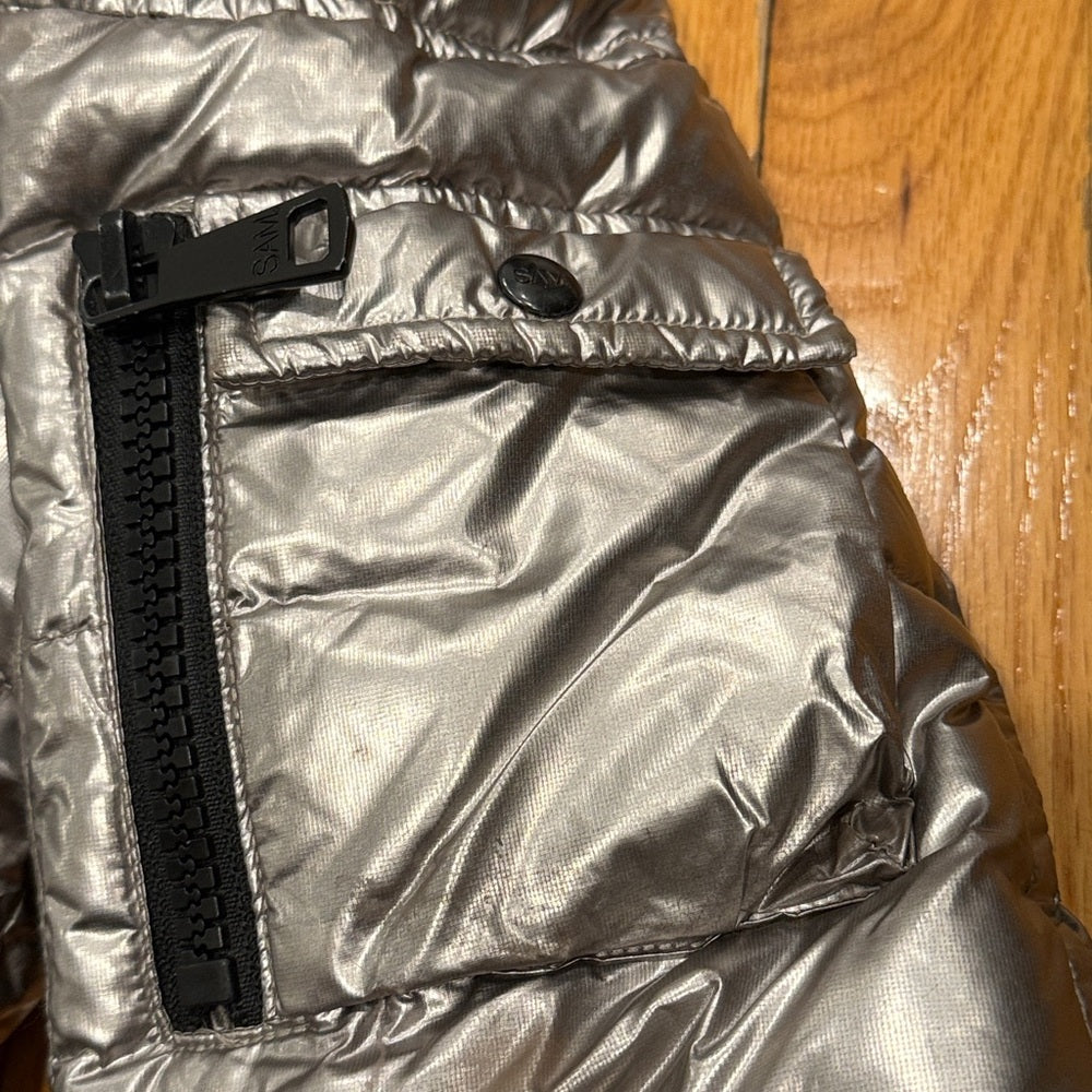 SAM. Gray Metallic Kids Puffer Jacket Size 10
