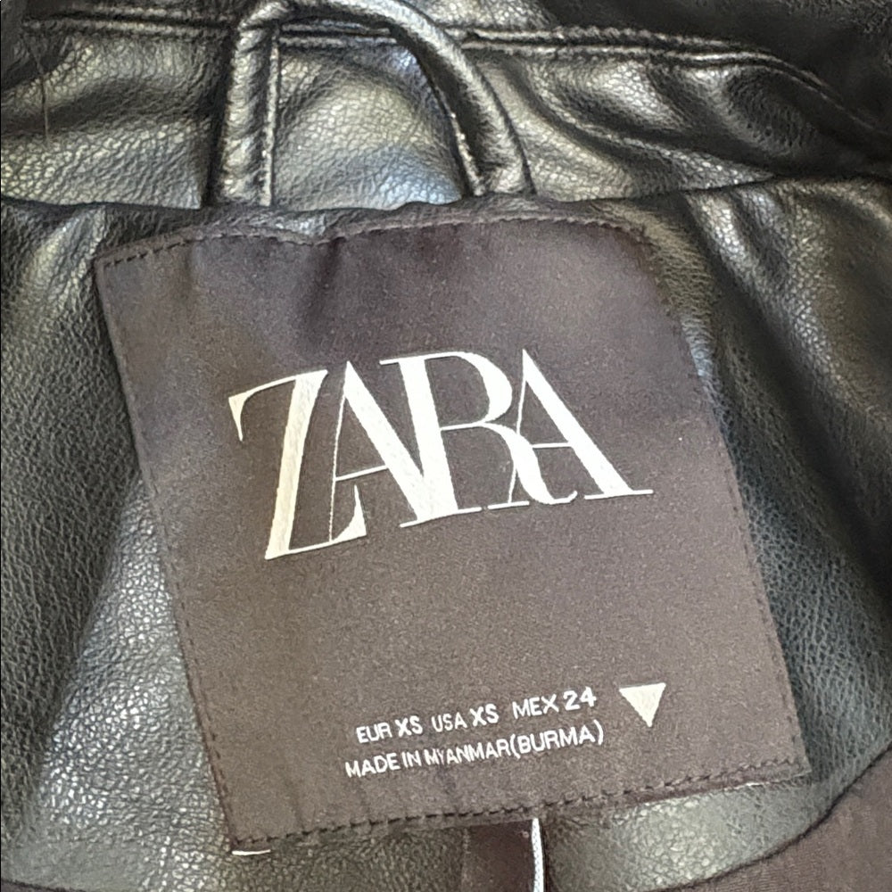 Zara Woman’s Black Faux Leather Jacket Size XS