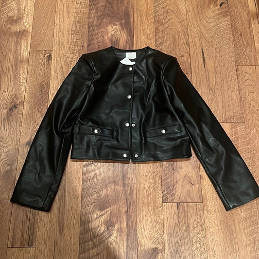 NWT H&M Woman’s Black Faux Leather Jacket Size XS