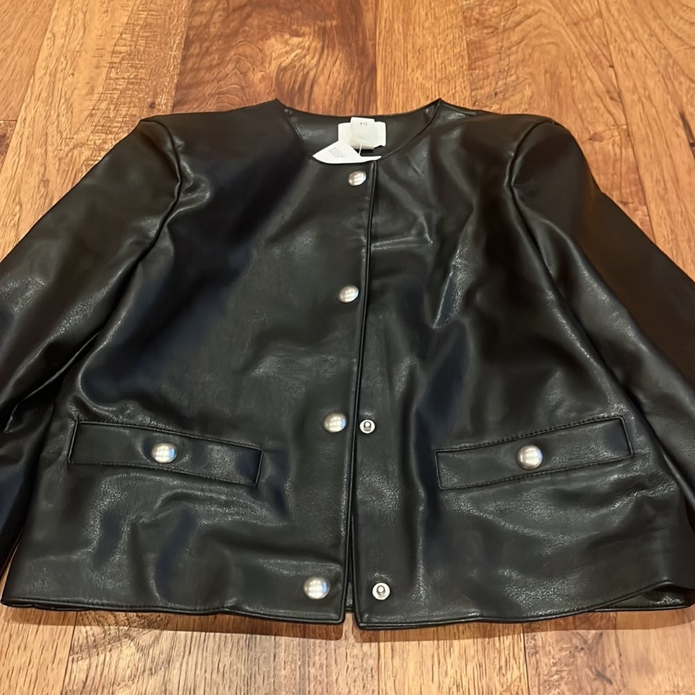 NWT H&M Woman’s Black Faux Leather Jacket Size XS