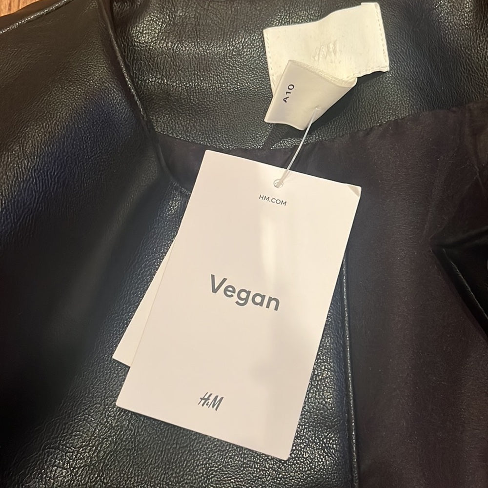 NWT H&M Woman’s Black Faux Leather Jacket Size XS