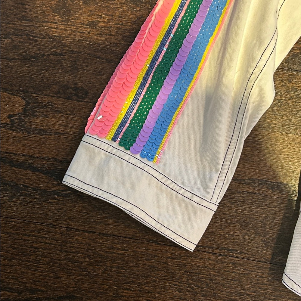 NWT Vilagallo Women’s Rainbow Sequin Sleeve Jacket Size Medium