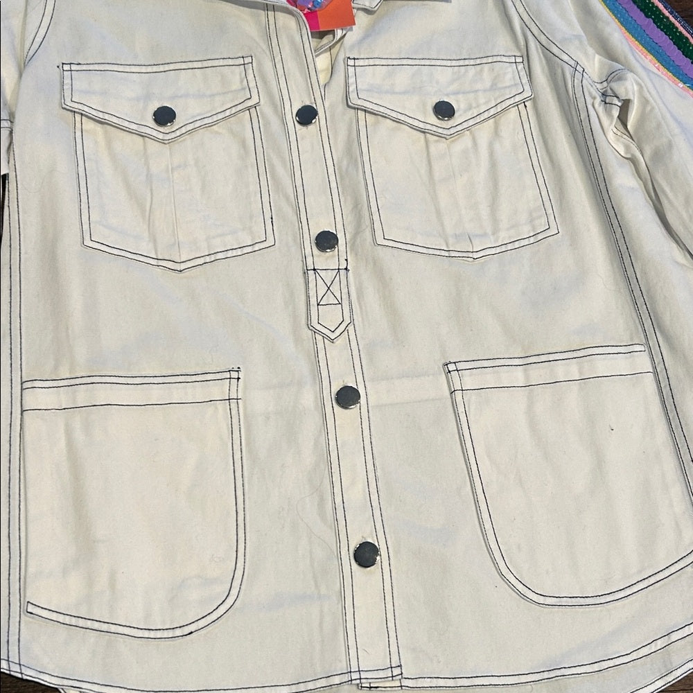 NWT Vilagallo Women’s Rainbow Sequin Sleeve Jacket Size Medium