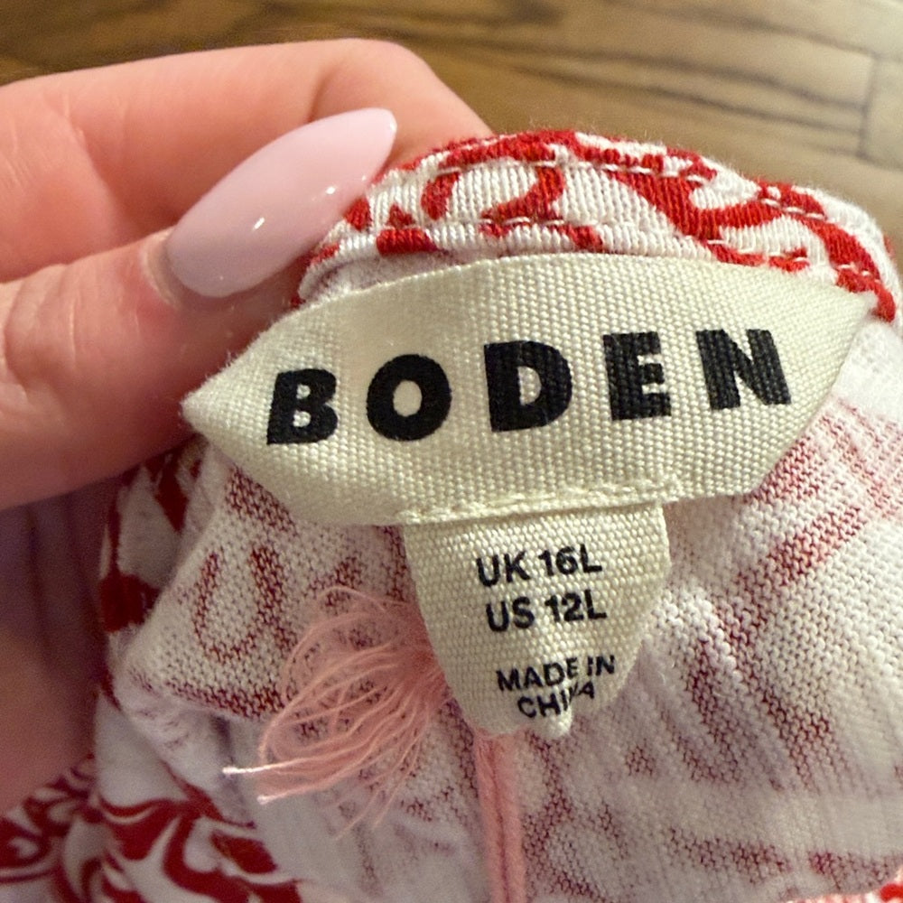 NWT Boden Red and White Sleeveless Patterned Girls' Dress Size Large