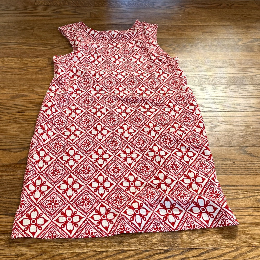 NWT Boden Red and White Sleeveless Patterned Girls' Dress Size Large