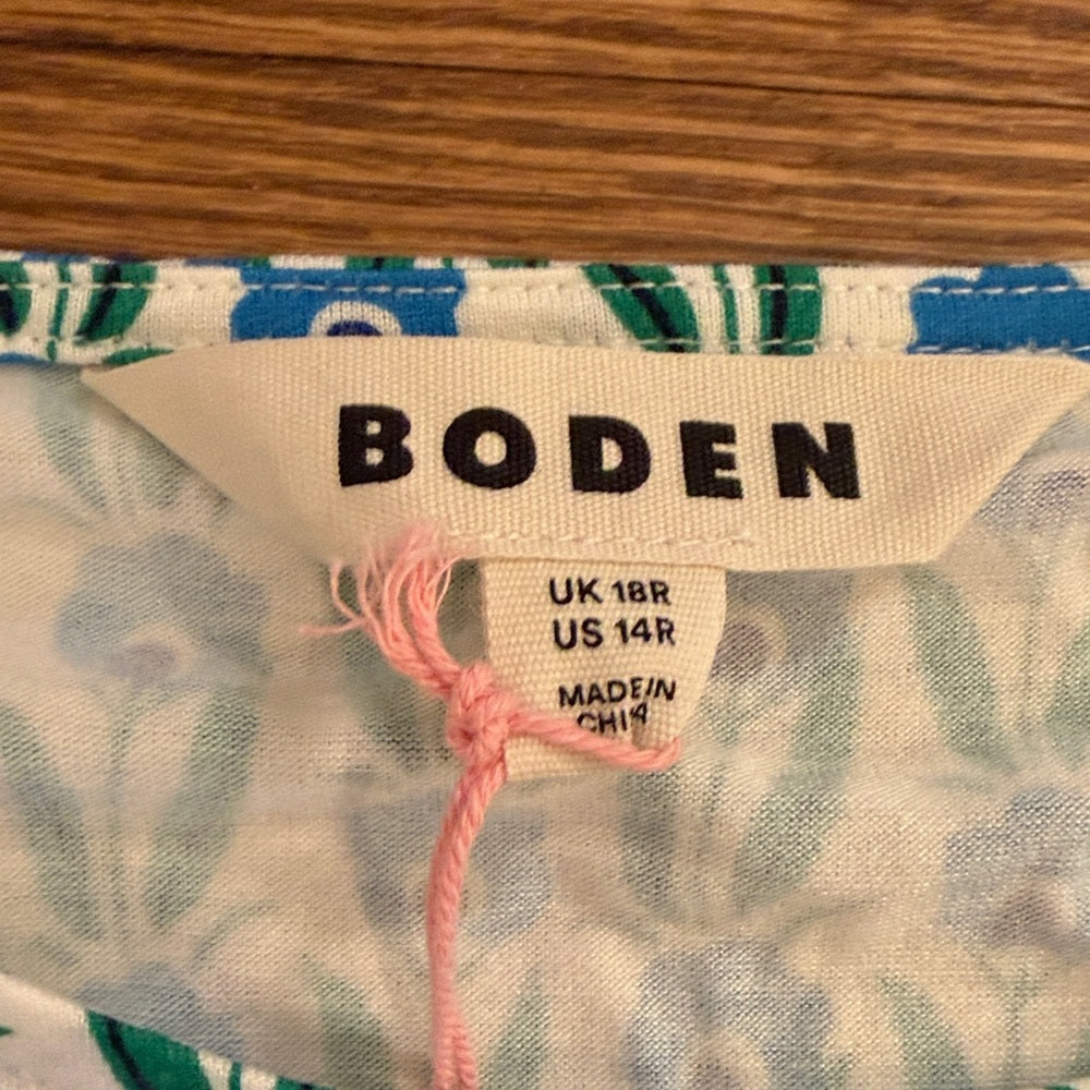 NWT Boden Blue & White Printed Maxi Dress Size 14