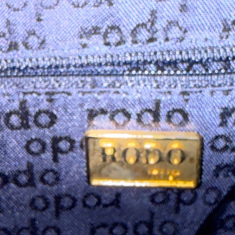 Rodo Black Leather Crossbody Bag with Gold Clasp