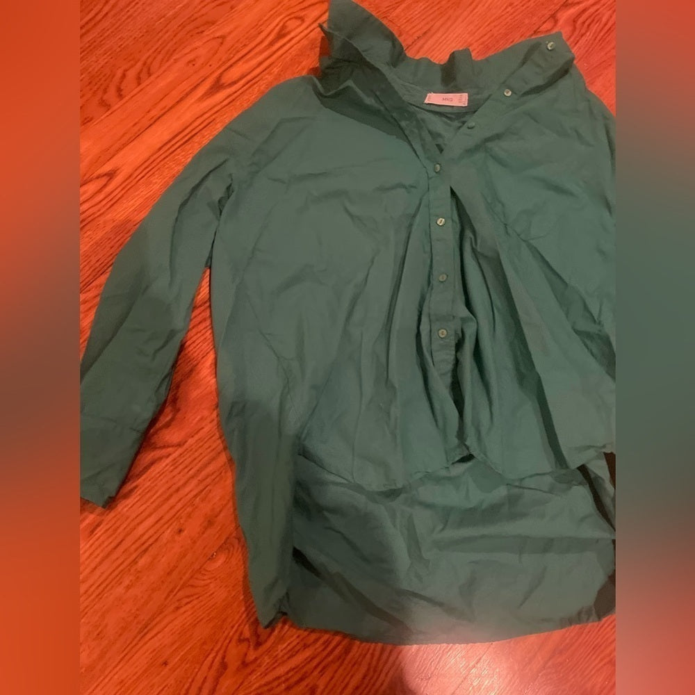 Mango Green Button Down Top Size 8