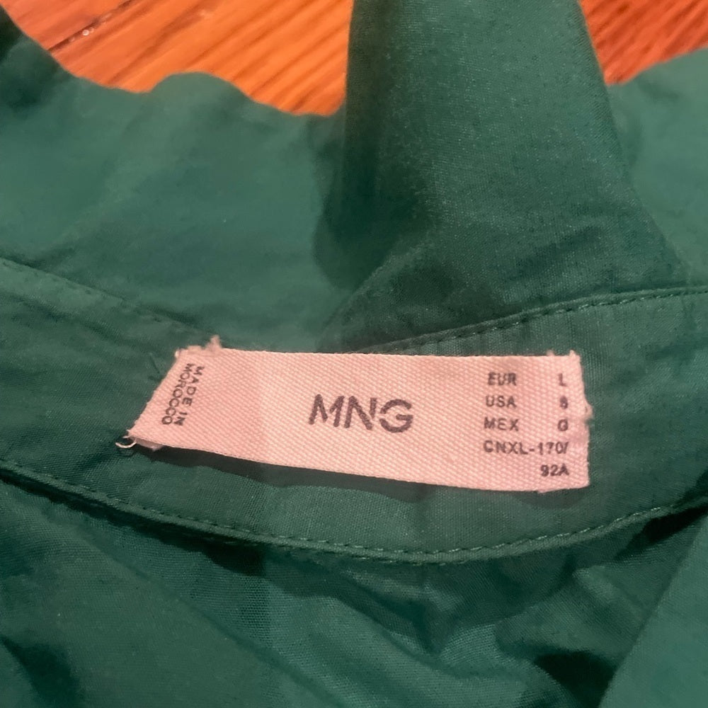 Mango Green Button Down Top Size 8