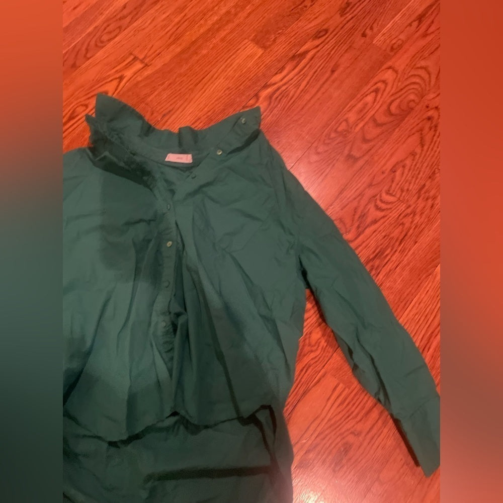 Mango Green Button Down Top Size 8