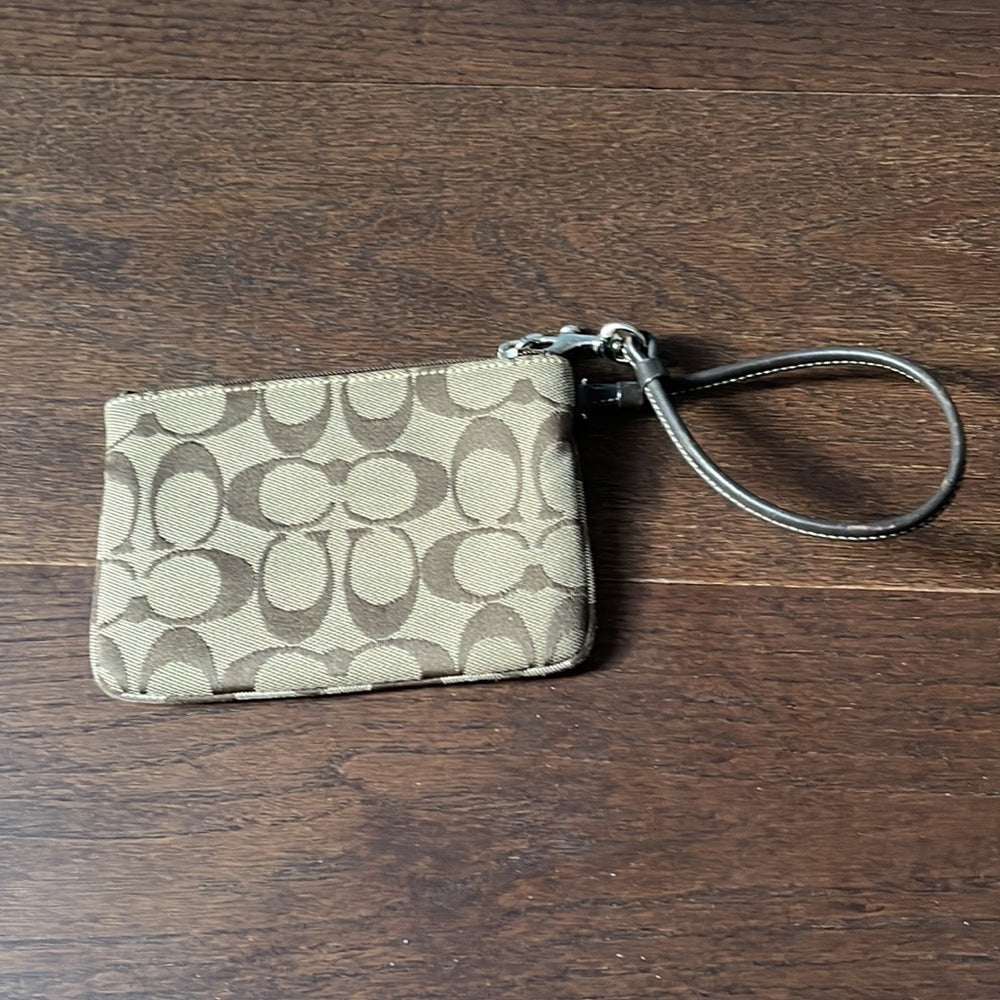 Coach Brown Canvas Wristlet