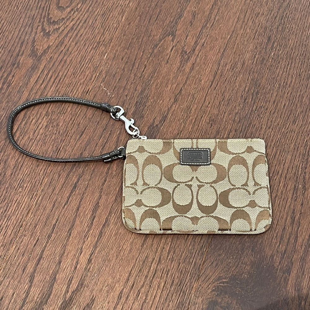 Coach Canvas Wristlet Brown