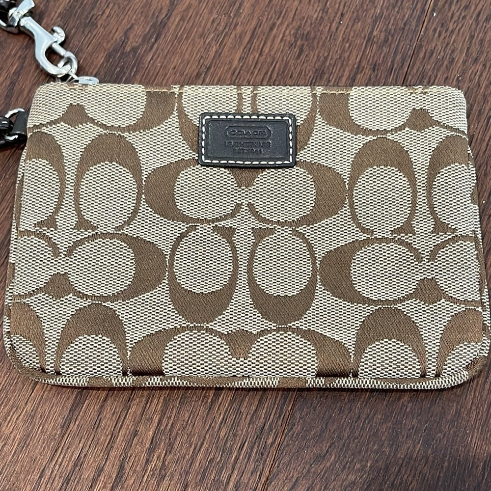 Coach Canvas Wristlet Brown