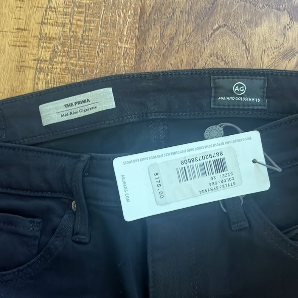 NWT Ag Adriano Goldschmied Woman’s The Prima Mid-Rise Cigarette Jeans Size 26R