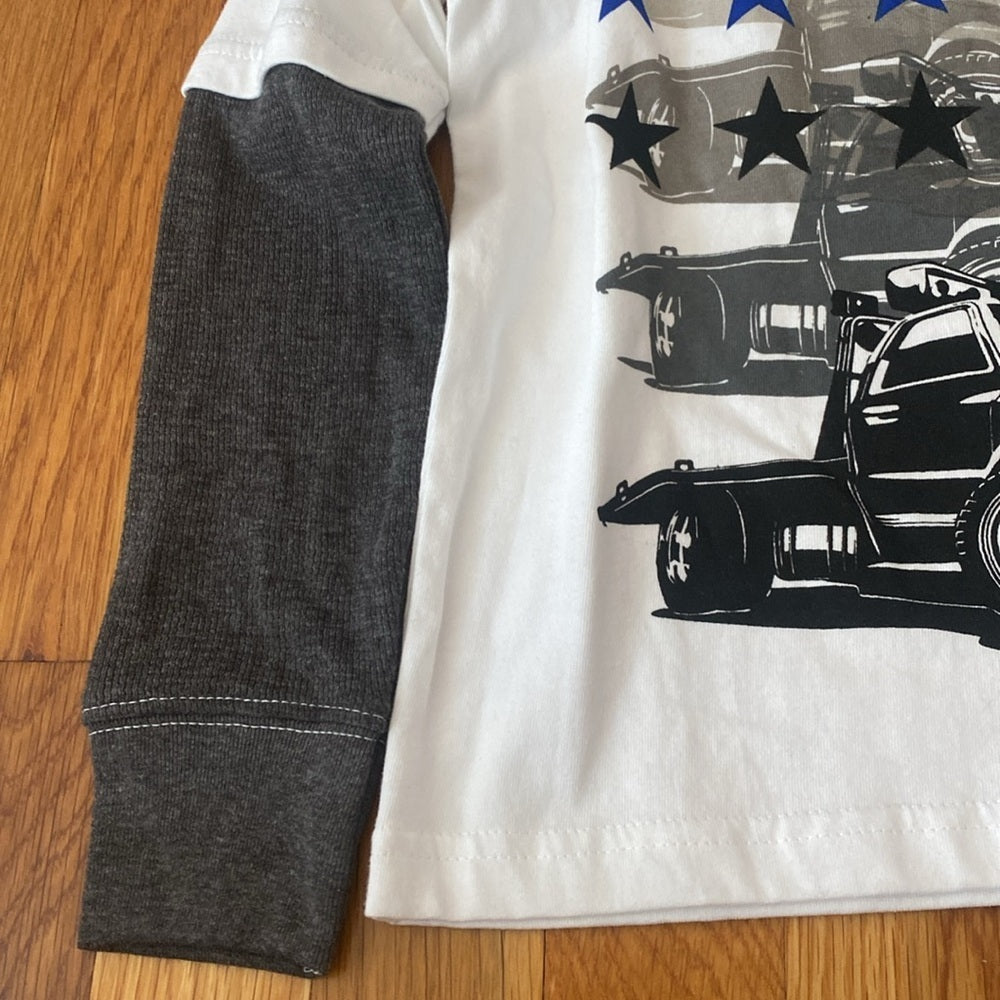NWT Mish Boys White and Gray Graphic Long Sleeve Shirt Size 6