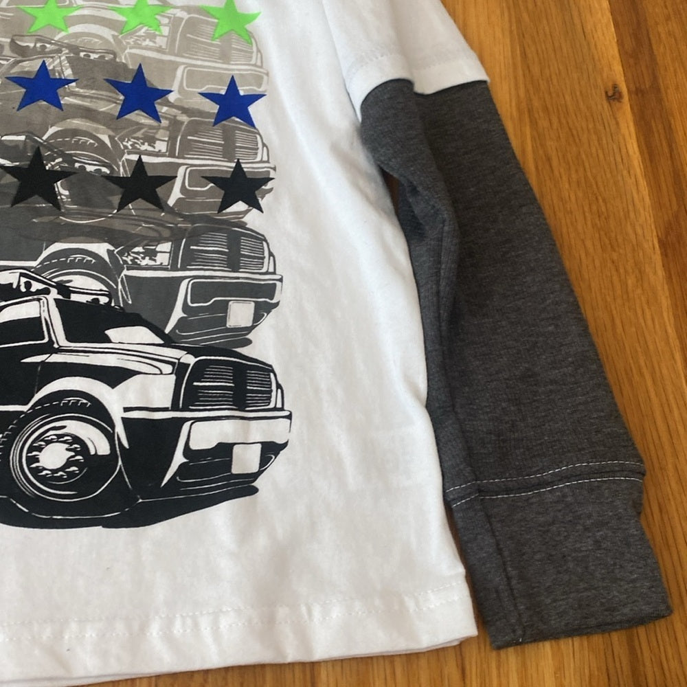 NWT Mish Boys White and Gray Graphic Long Sleeve Shirt Size 6