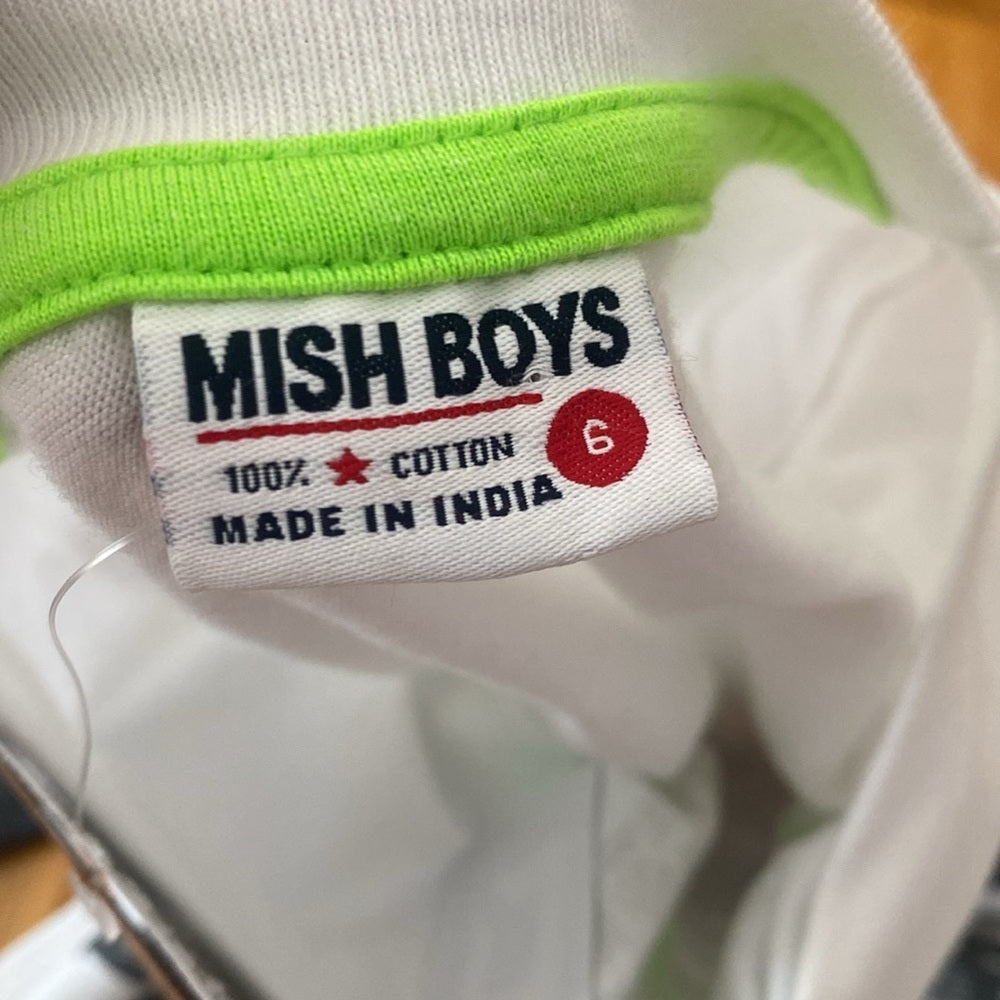 NWT Mish Boys White and Gray Graphic Long Sleeve Shirt Size 6
