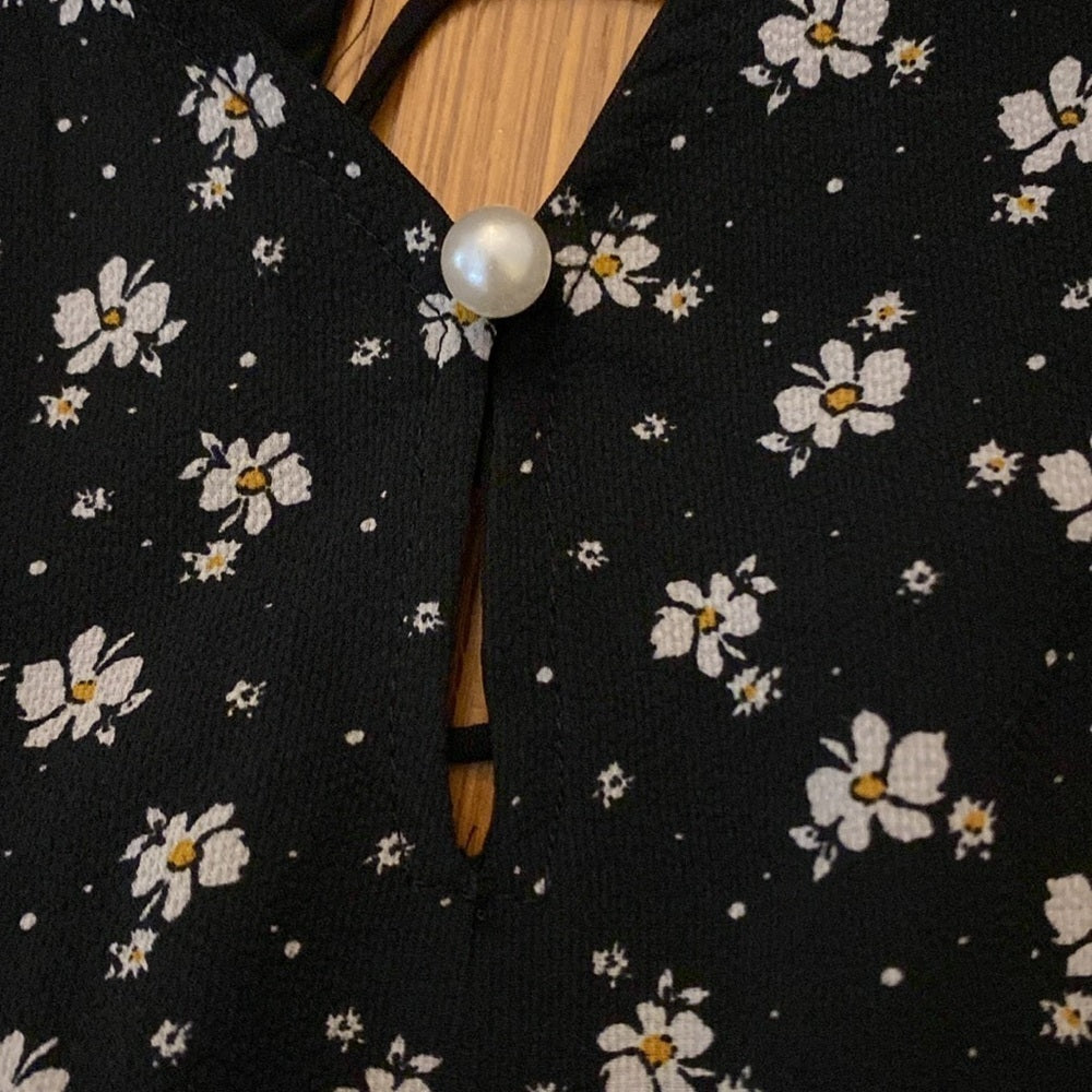 MNG Casual Women’s Black Floral Printed Dress Size L