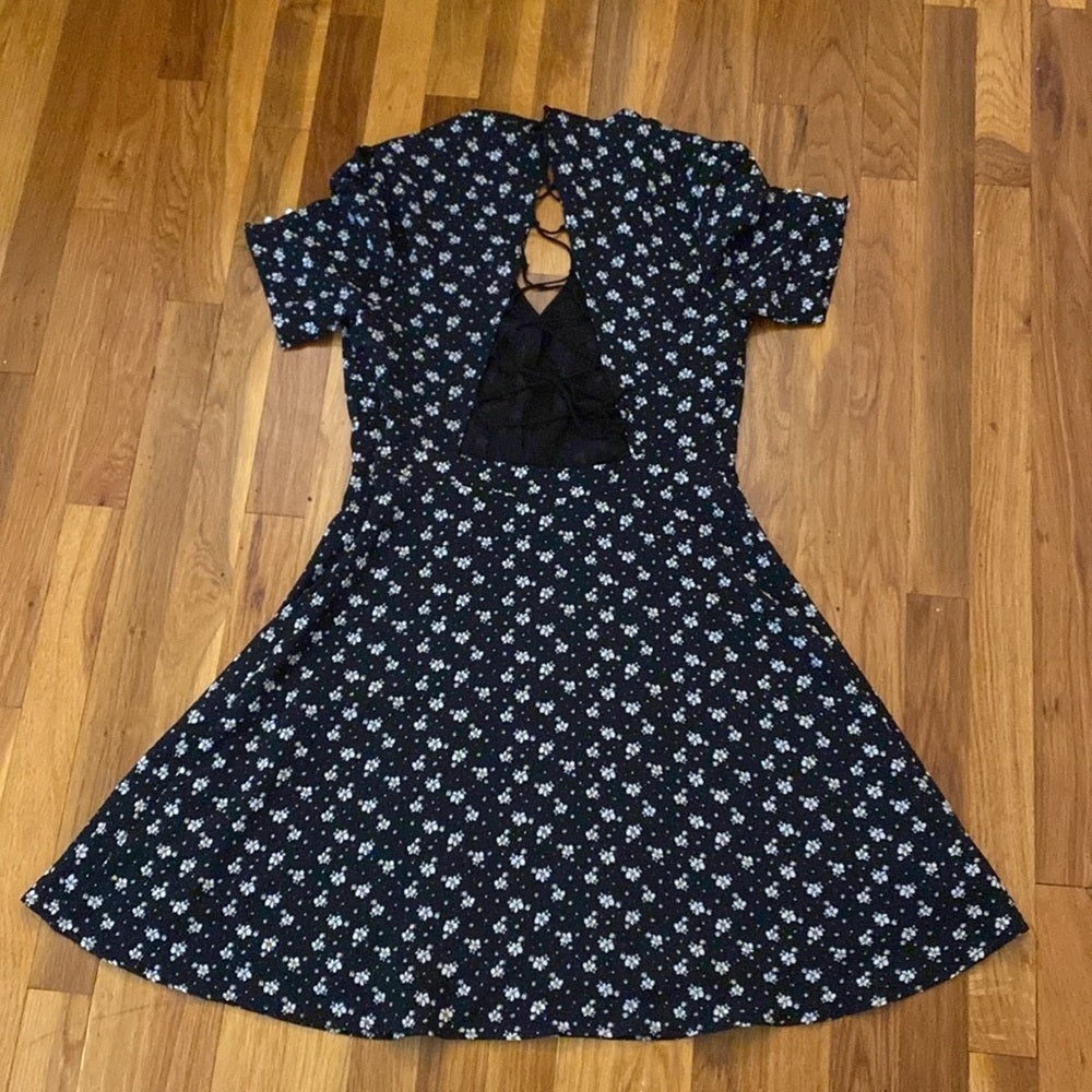 MNG Casual Women’s Black Floral Printed Dress Size L