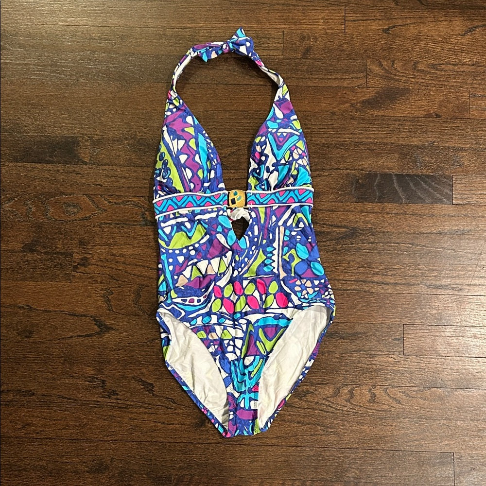 NWT Trina Turk Women’s Colorful One Piece Bathing Suit Size 10