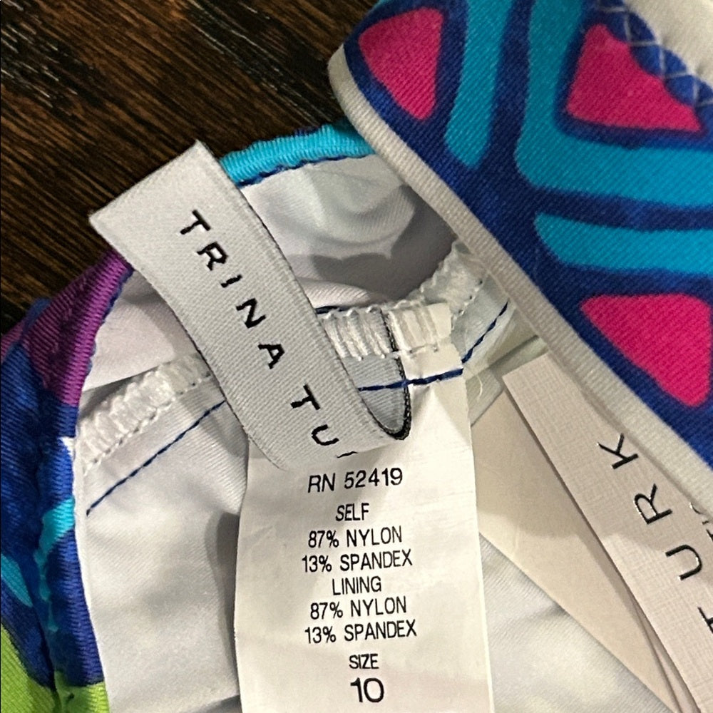 NWT Trina Turk Women’s Colorful One Piece Bathing Suit Size 10
