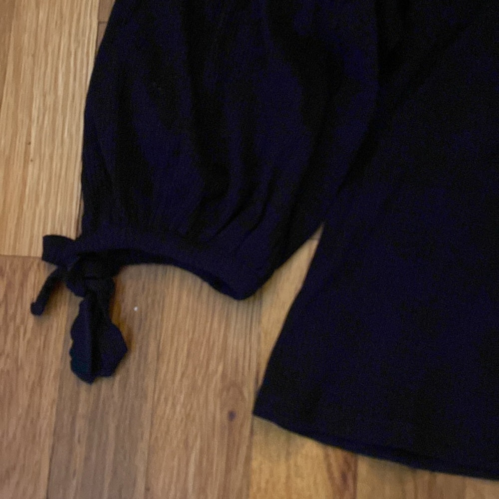 MNG Casual Women’s Black Ribbed Blouse Size L