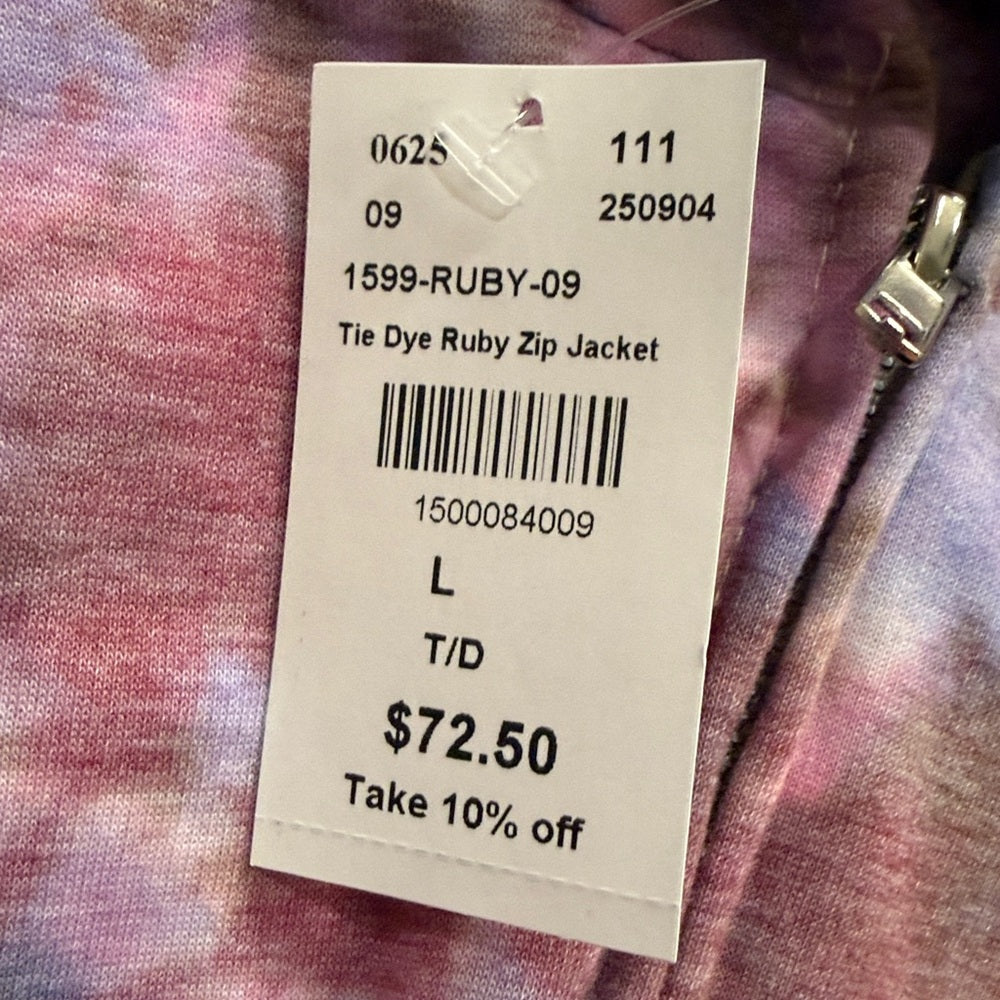 NWT Firehouse Tie-Dye Cropped Hoodie - Pink, Blue, Purple Size Large