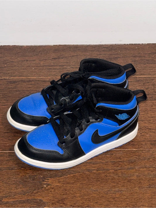 Air Jordan Kids Black and Blue Mid-Top Sneakers Size 2