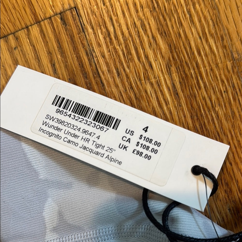 NWT Lululemon Soul Cycle Camo Leggings Women’s Size 4