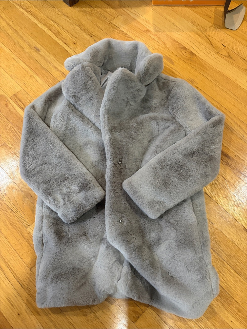 Women’s Abercrombie & Fitch Plush Faux Fur Pea Coat - Light Gray Size XS