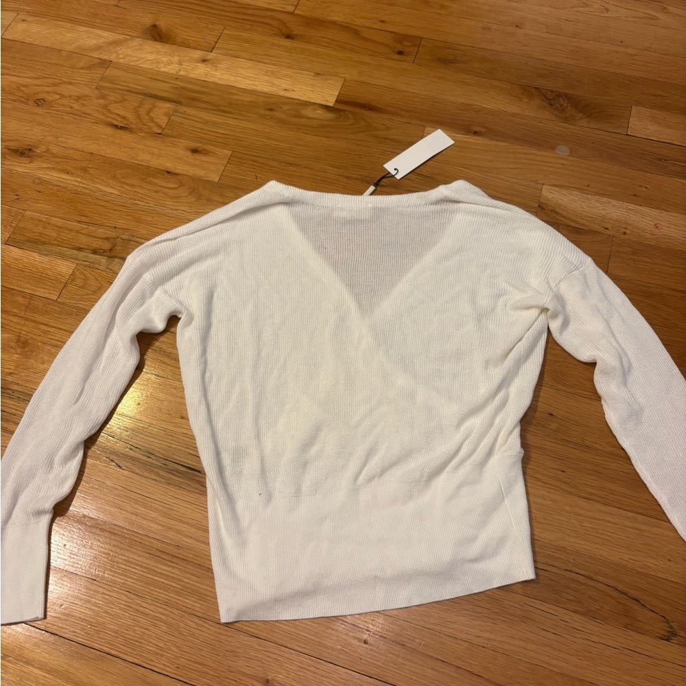 NWT L’AGENCE Women’s Blair Petal Crossover White Wrap Sweater Size XS