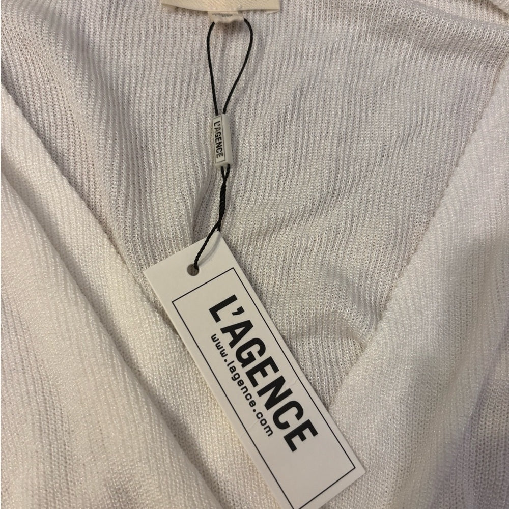 NWT L’AGENCE Women’s Blair Petal Crossover White Wrap Sweater Size XS