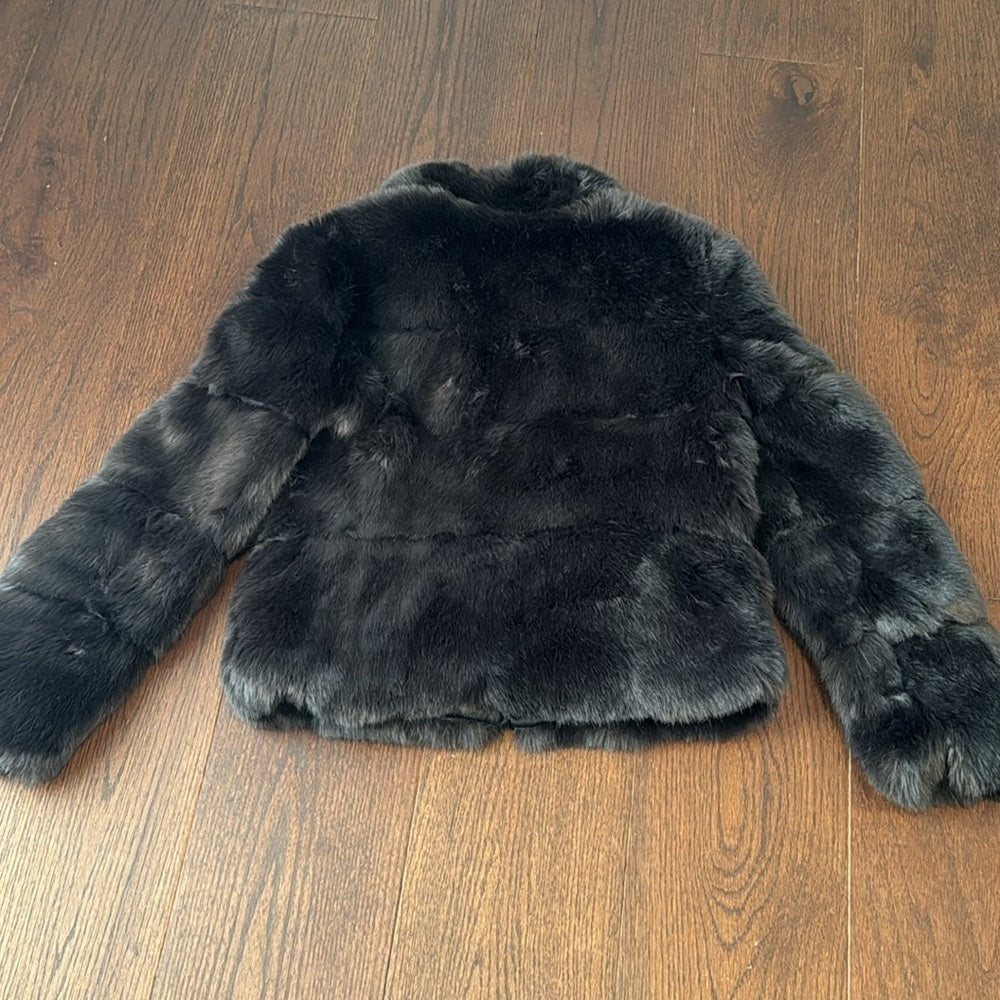 Michael Kors Faux Fur Black/Dark Grey Faux Fur Short Jacket Size XS