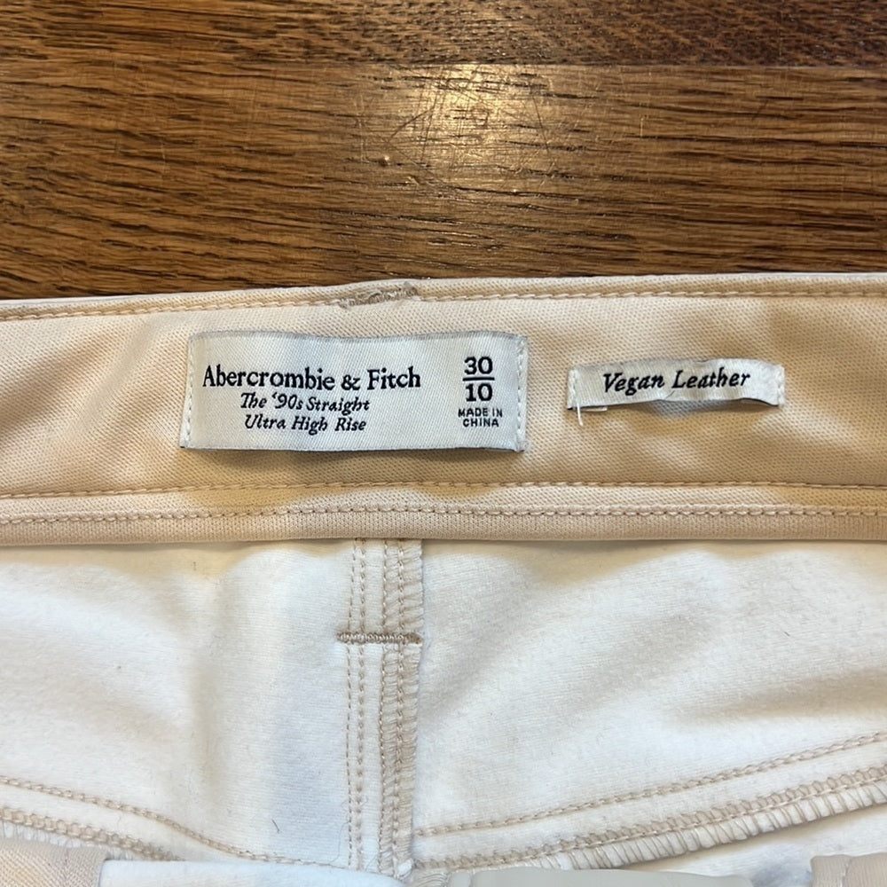 Abercrombie and Fitch Women’s Cream Leather Pants Size 30