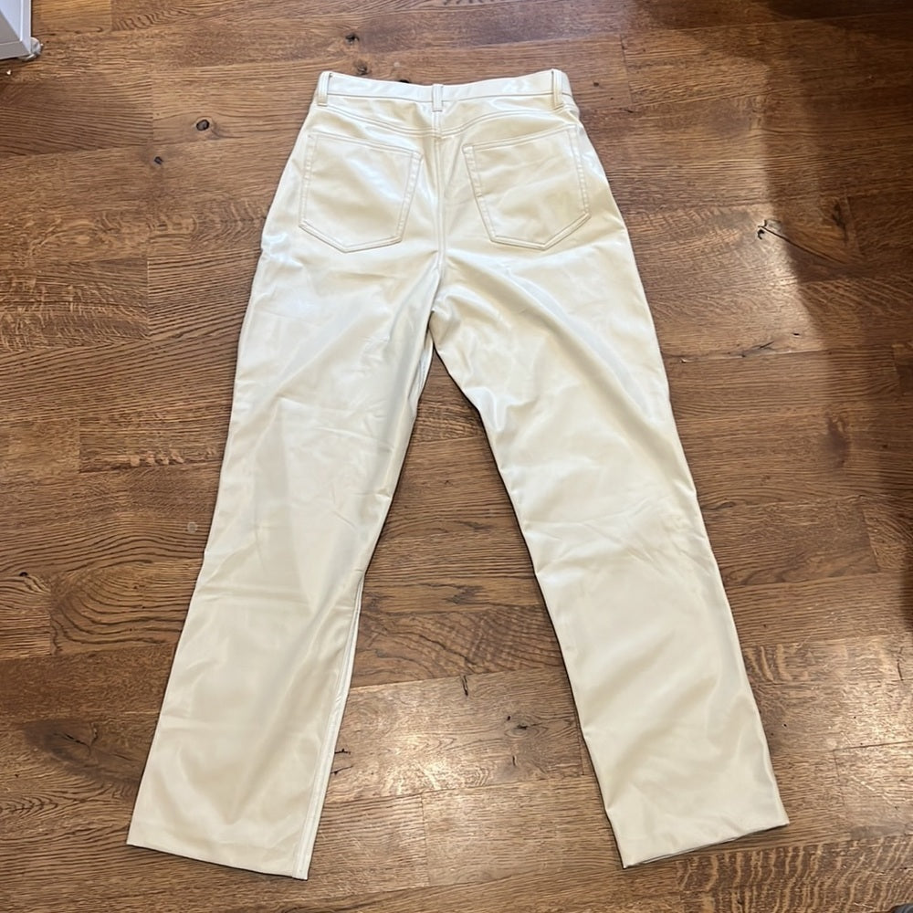 Abercrombie and Fitch Women’s Cream Leather Pants Size 30