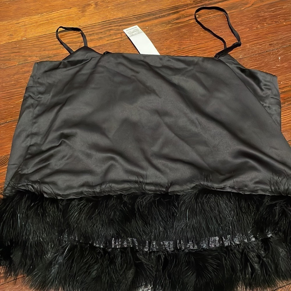 NWT BB Dakota Black Cami with Feather Bottom Size M