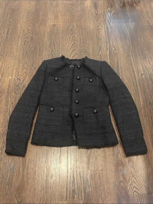 NWT Mango Women’s Black Tweed Blazer Jacket Size XX Small