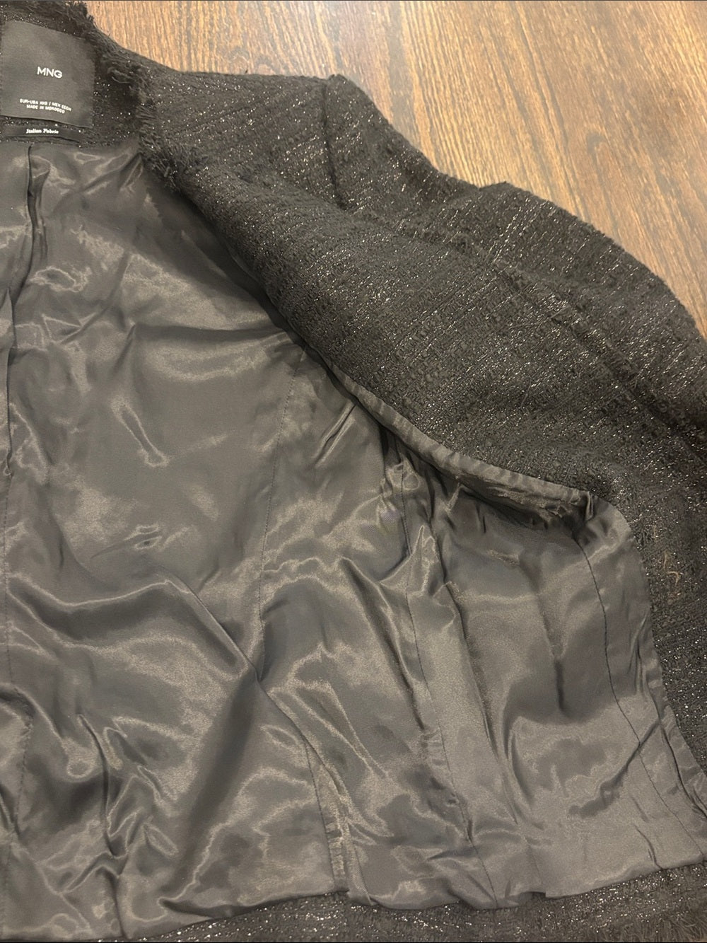 NWT Mango Women’s Black Tweed Blazer Jacket Size XX Small
