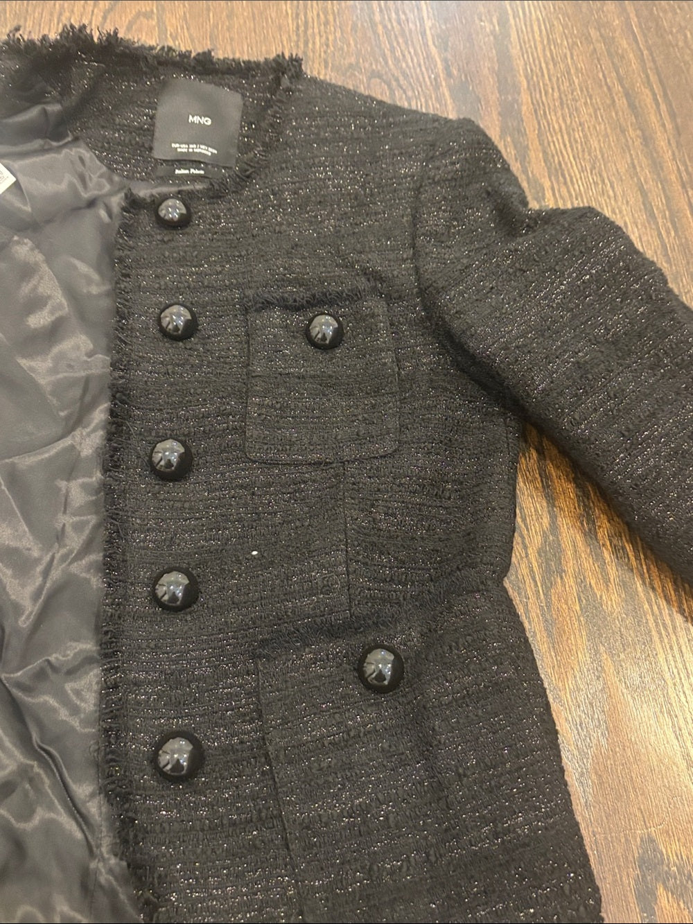 NWT Mango Women’s Black Tweed Blazer Jacket Size XX Small