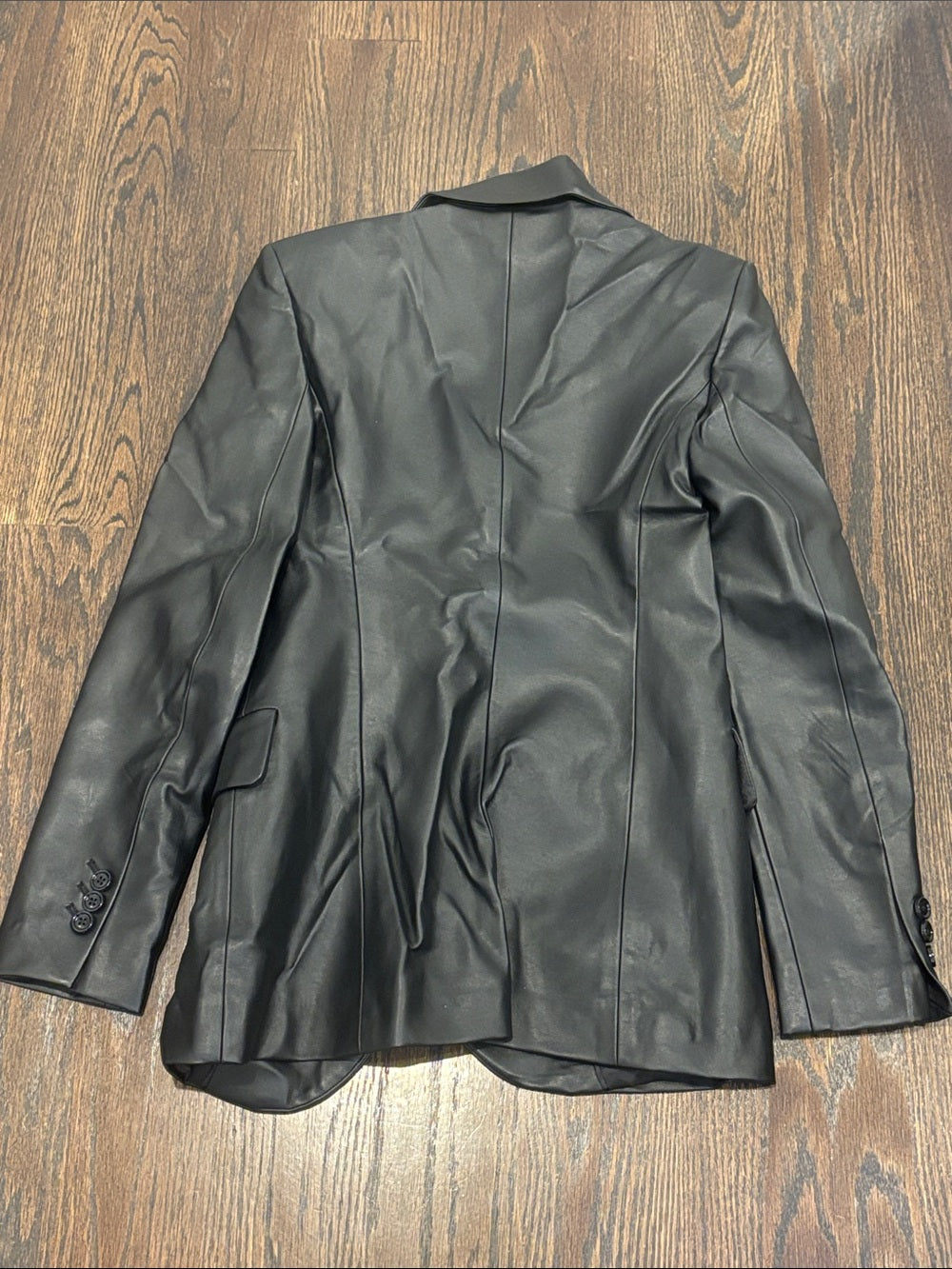 Mango Women’s Black Faux Leather Tailored Blazer Size XXS