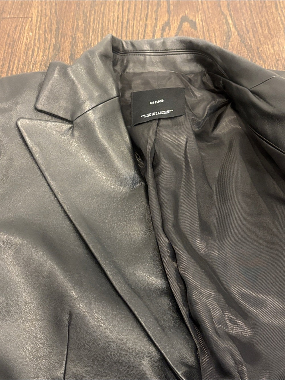 Mango Women’s Black Faux Leather Tailored Blazer Size XXS