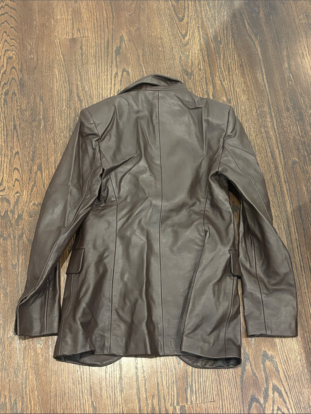 NWT Mango Women’s Dark Brown Faux Leather Blazer Size XS