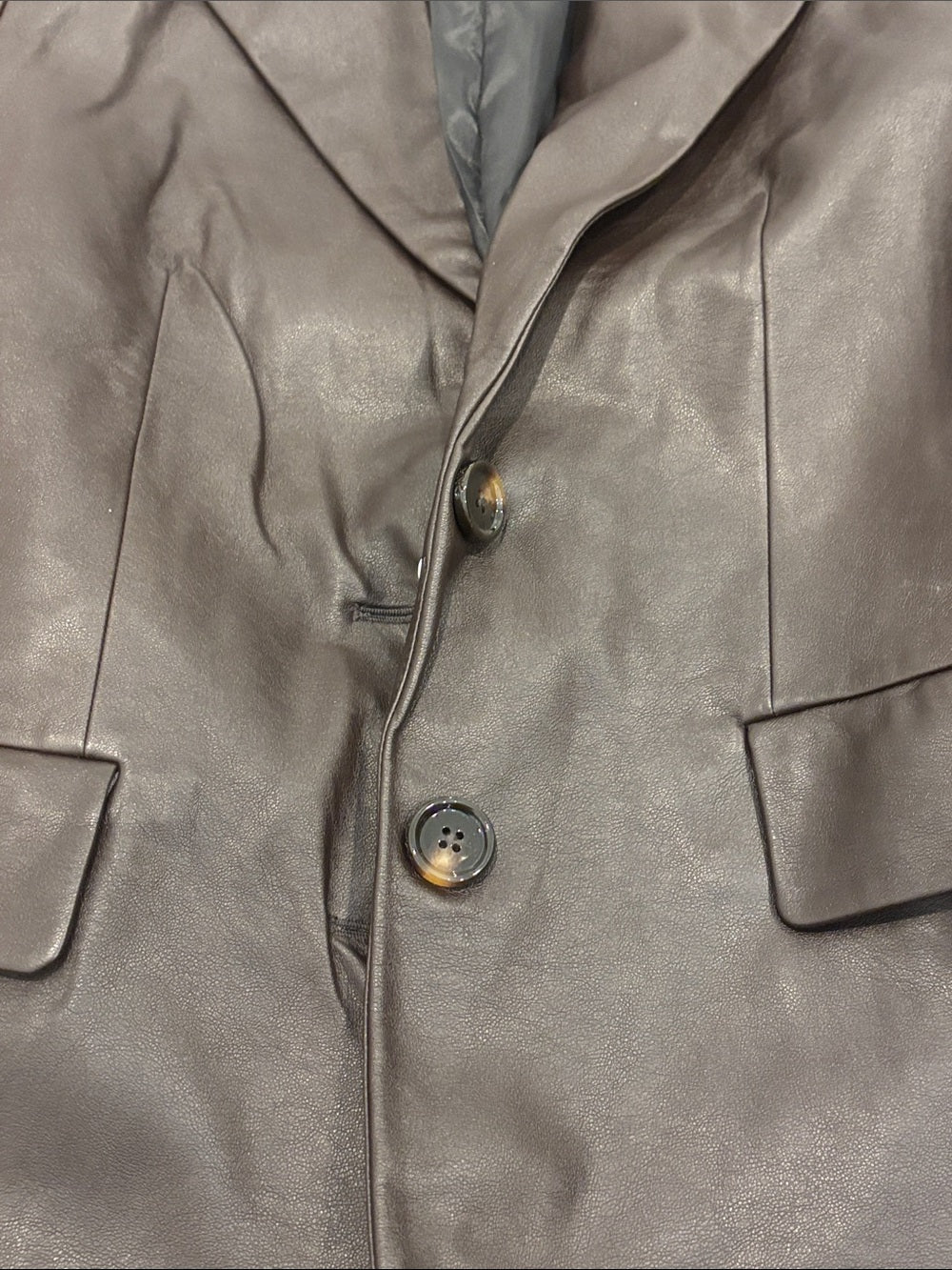 NWT Mango Women’s Dark Brown Faux Leather Blazer Size XS